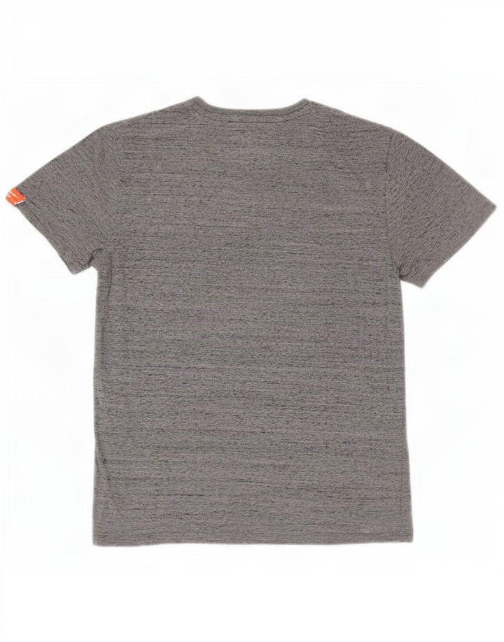 T-shirt da uomo Superdry Top Small in cotone chiazzato grigio
