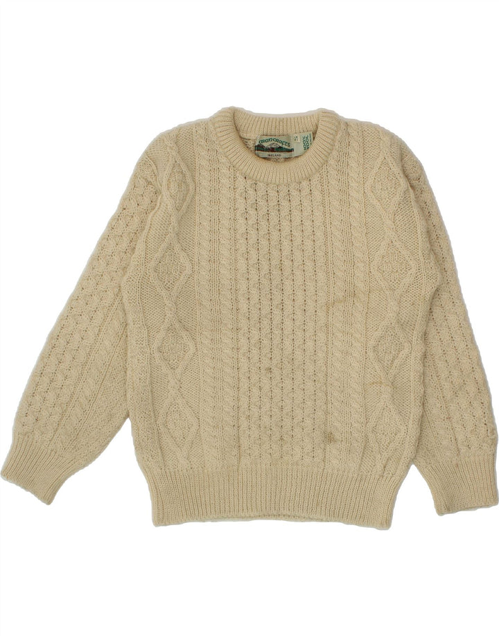 Maglione da donna con scollo a barca ARANCRAFTS UK 10 piccolo in lana beige