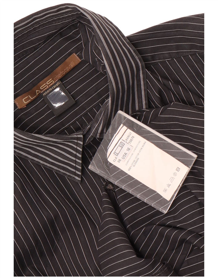 Camicia Uomo Roberto Cavalli IT 50 Cotone Gessato Medio Nero