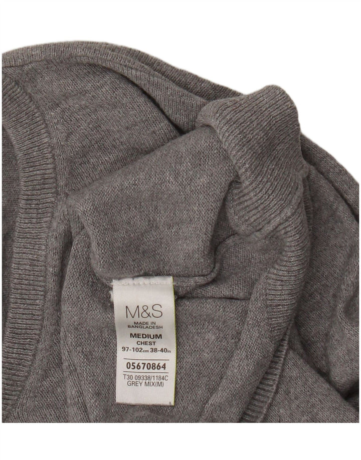 Maglione da uomo con scollo a V Marks & Spencer in cotone grigio medio