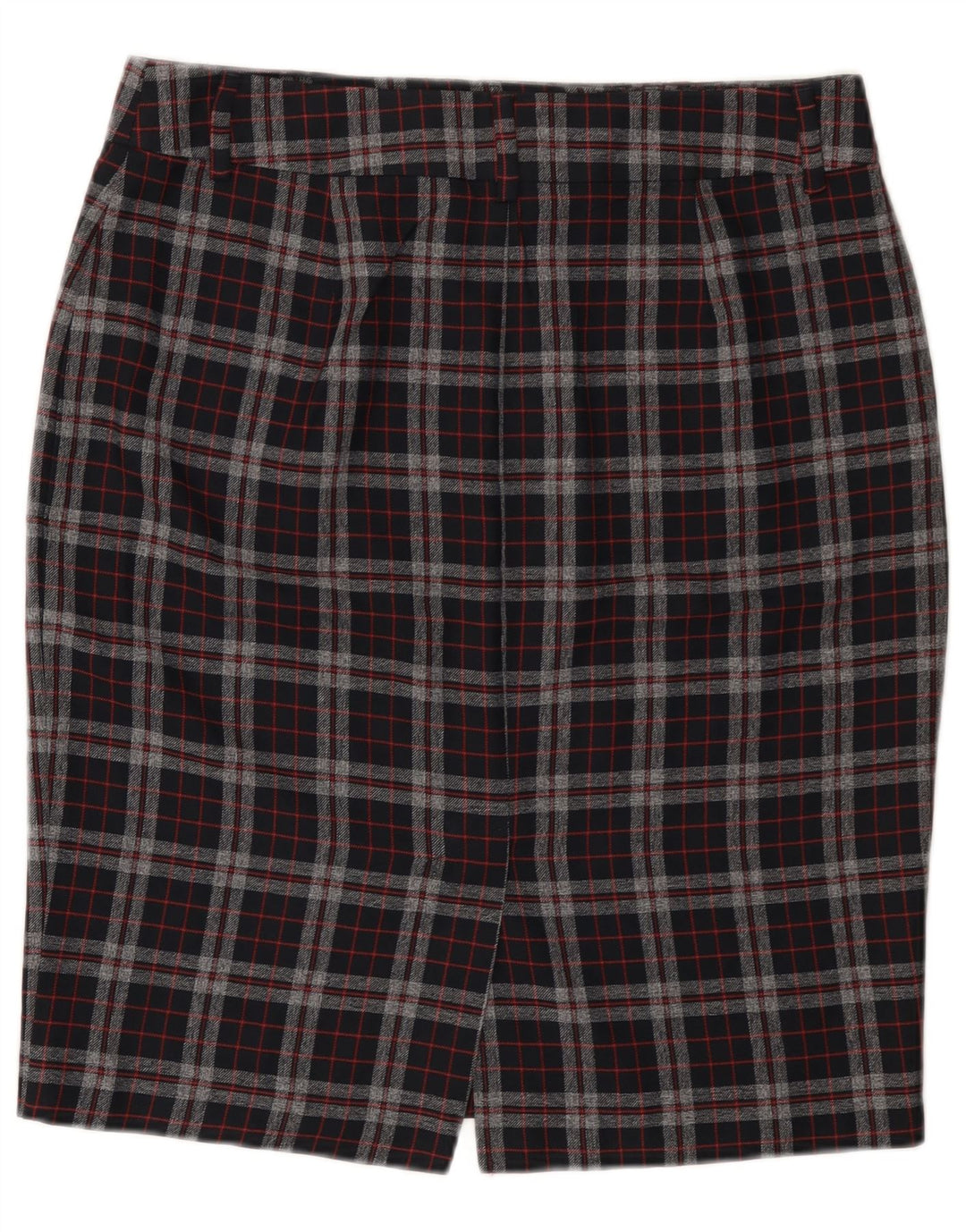 Gonna a tubino da donna Marks & Spencer UK 14 grande W32 poliestere a quadri nero