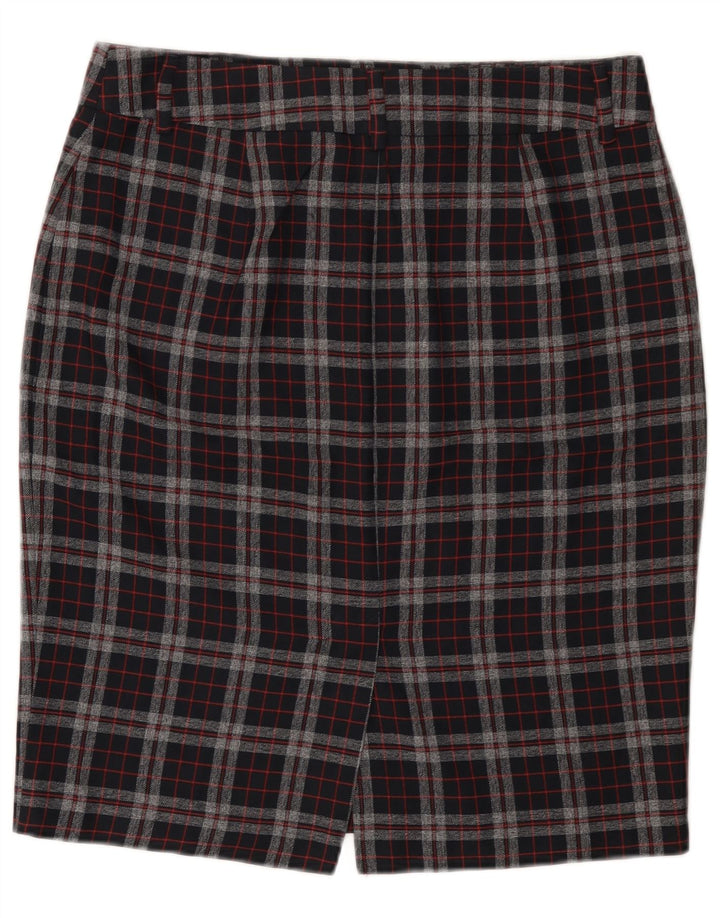 Gonna a tubino da donna Marks & Spencer UK 14 grande W32 poliestere a quadri nero