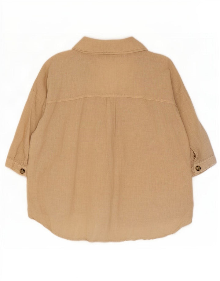 Camicia Zara Donna Manica 3/4 UK 14 Beige Medio
