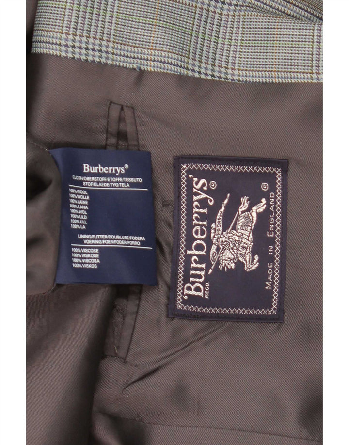 Giacca blazer da uomo a 2 bottoni Burberrys UK 40 grande lana pied de poule grigia