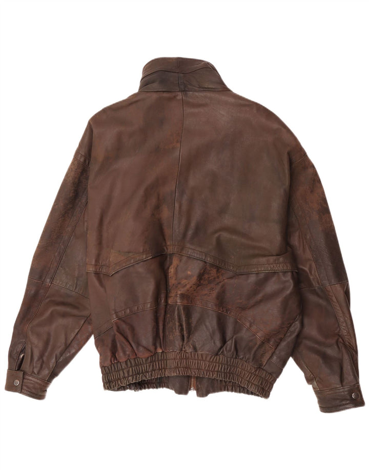 Giacca in pelle vintage da uomo UK 42 XL Marrone
