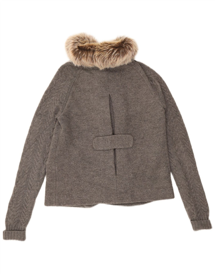 Montgomery da donna Massimo Dutti UK 10 piccolo in lana grigia