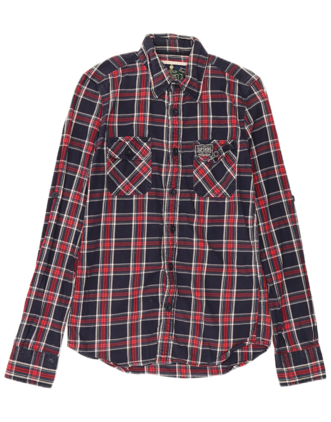 Camicia da uomo in flanella Superdry piccola in cotone a quadri blu navy