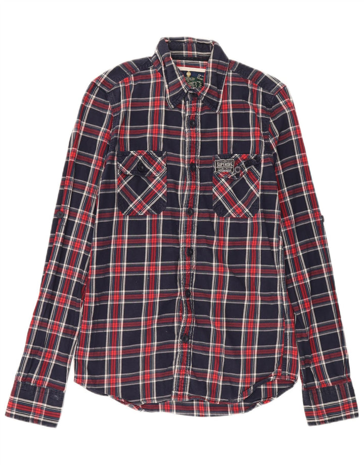 Camicia da uomo in flanella Superdry piccola in cotone a quadri blu navy