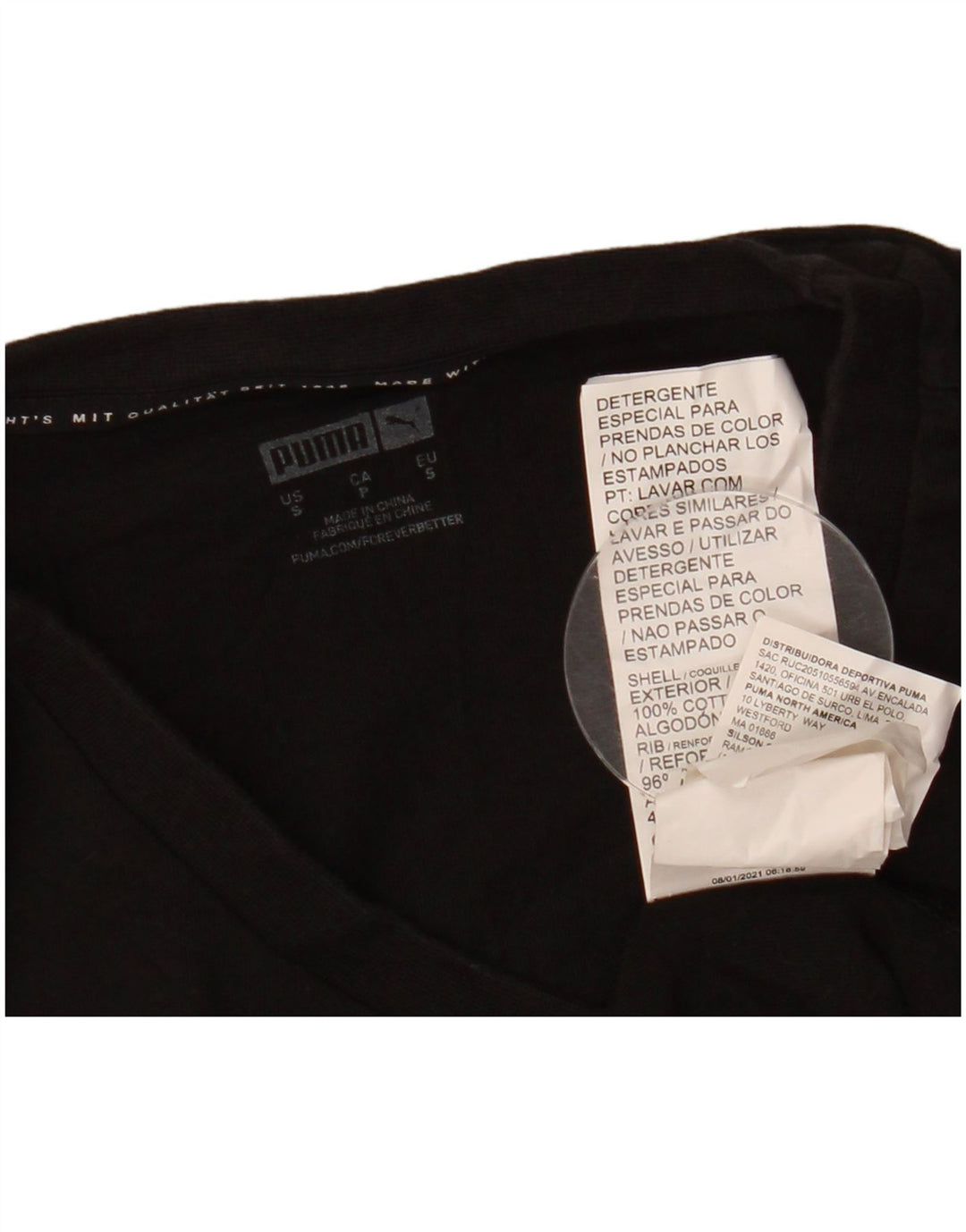 T-shirt grafica da uomo Puma Top piccola nera floreale in cotone natura