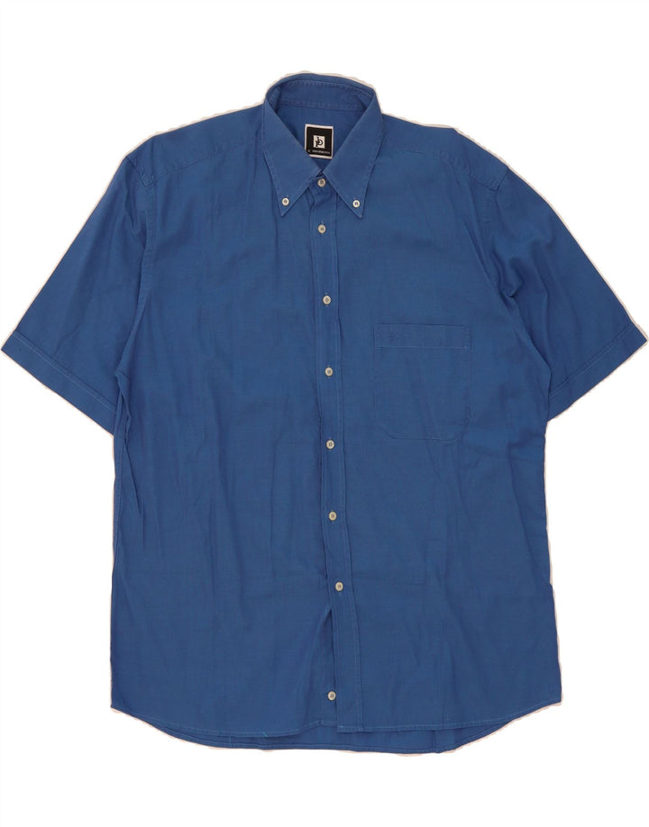 ROCCOBAROCCO Mens Short Sleeve Shirt Size 17 43 XL Blue Cotton Vintage Roccobarocco and Second-Hand Roccobarocco from Messina Hembry 