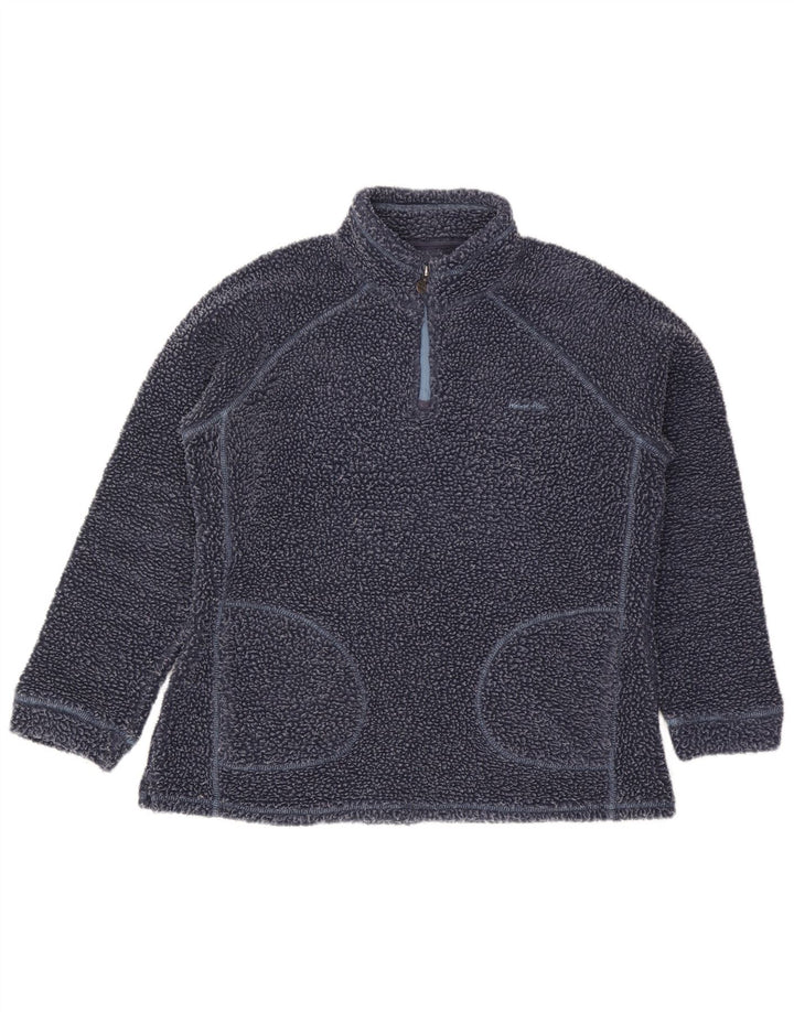 WEIRD FISH Womens Zip Neck Fleece Jumper UK 16 Large  Navy Blue Polyester