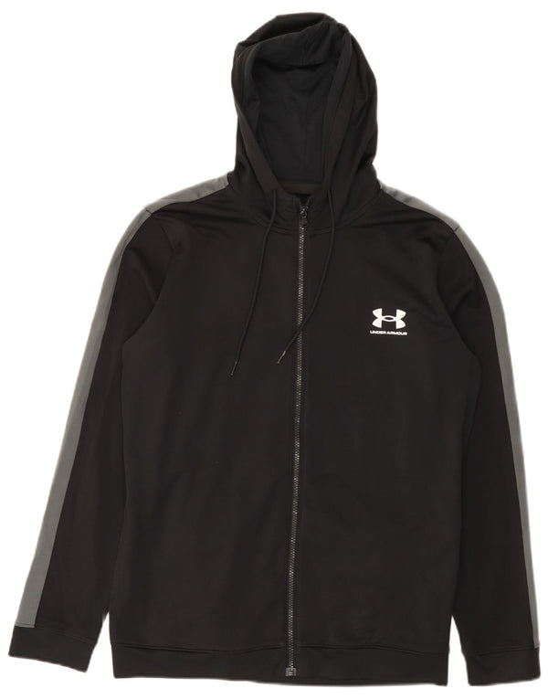 Felpa con cappuccio e zip da uomo Under Armour, poliestere color block nero medio