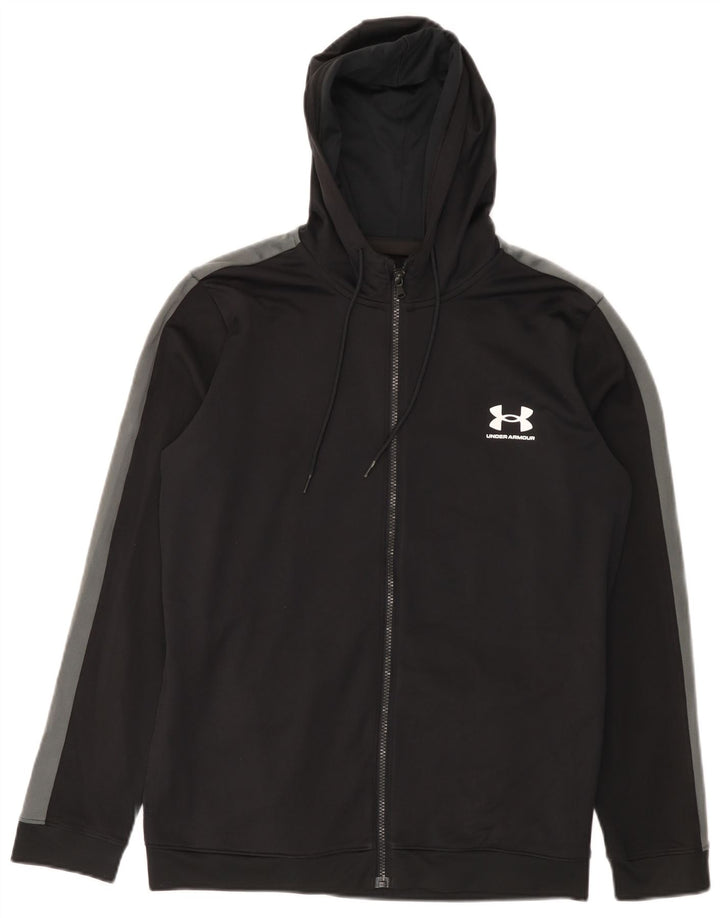 Felpa con cappuccio e zip da uomo Under Armour, poliestere color block nero medio