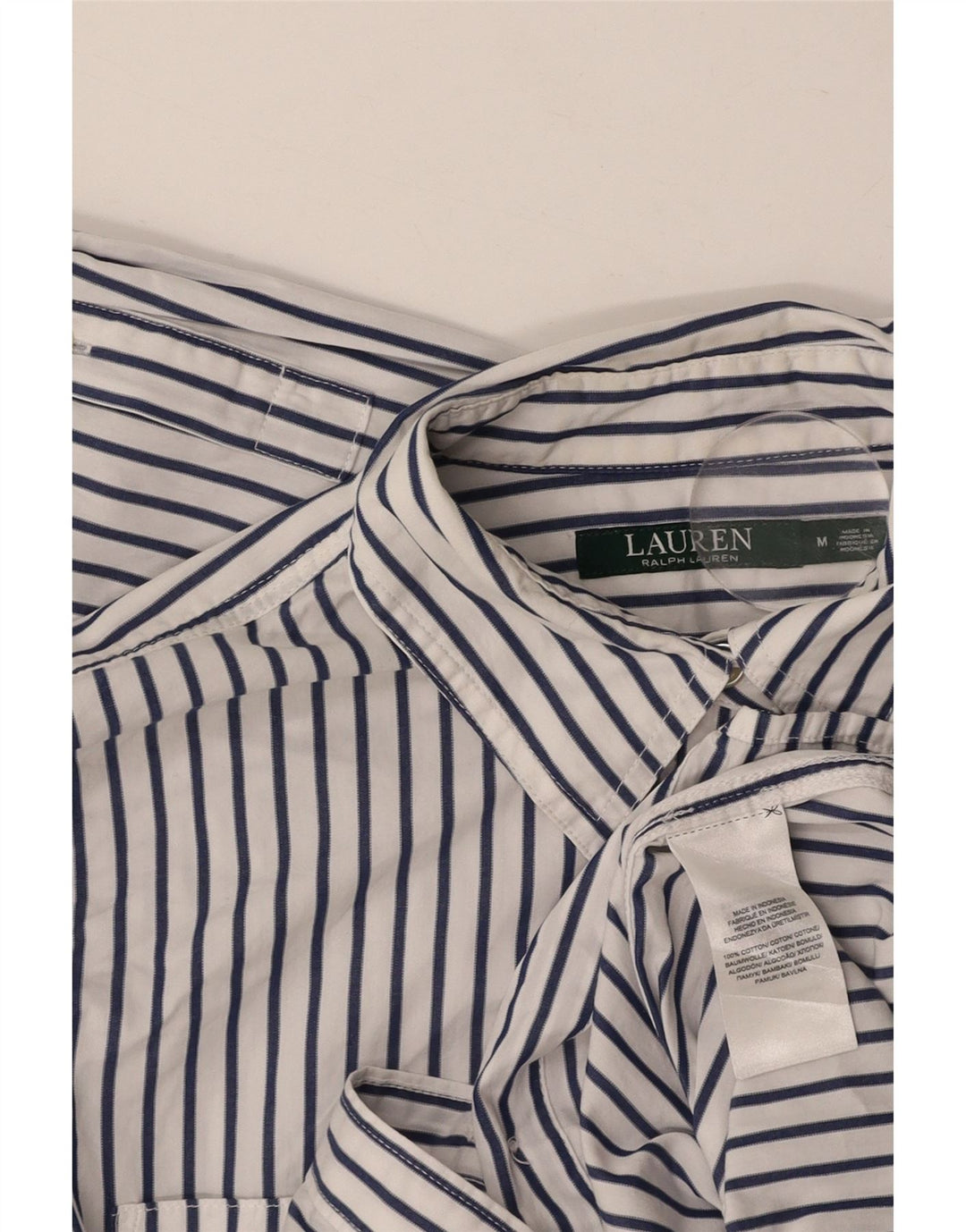 Camicia da donna RALPH LAUREN UK 14 Cotone gessato bianco medio
