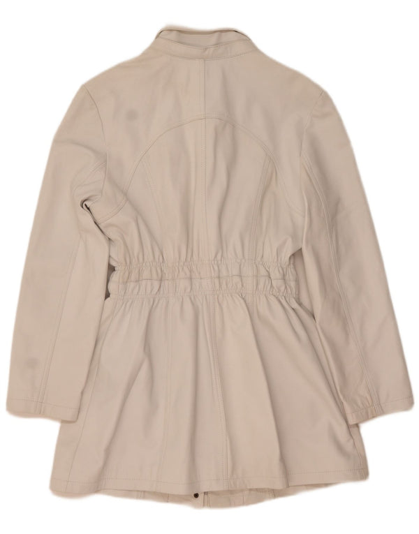 Giacca in pelle vintage da donna IT 50 XL bianca