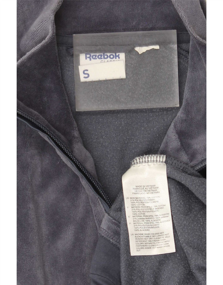 Giacca da ginnastica Reebok da donna in velluto UK 10 Small Grigio Cotone