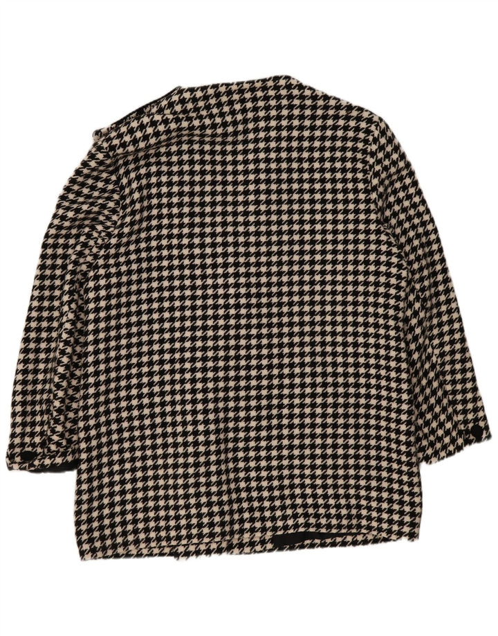 Cappotto doppiopetto vintage da donna UK 20 2XL Poliacrilico pied de poule nero