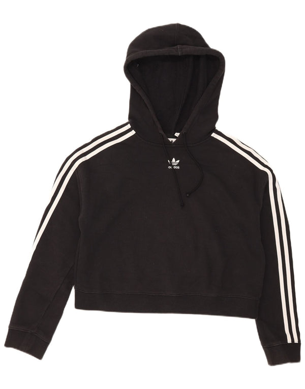 Felpa oversize corta Adidas da donna, maglione UK 10, piccolo cotone nero