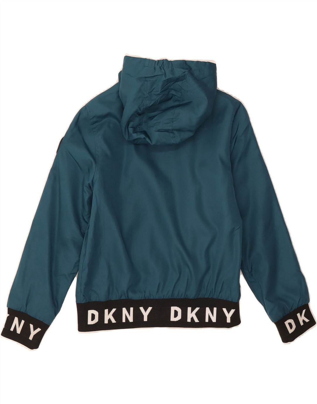 DKNY Girls Graphic Windbreaker Jacket 7-8 Years Small Blue Colourblock Vintage Dkny and Second-Hand Dkny from Messina Hembry 