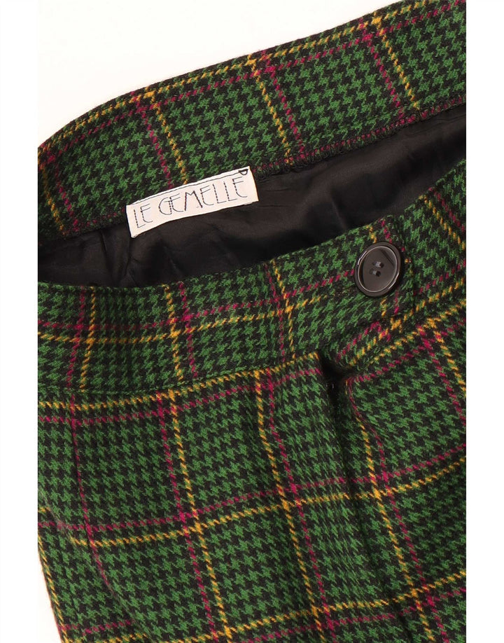 Gonna dritta da donna vintage W28 pied de poule verde medio