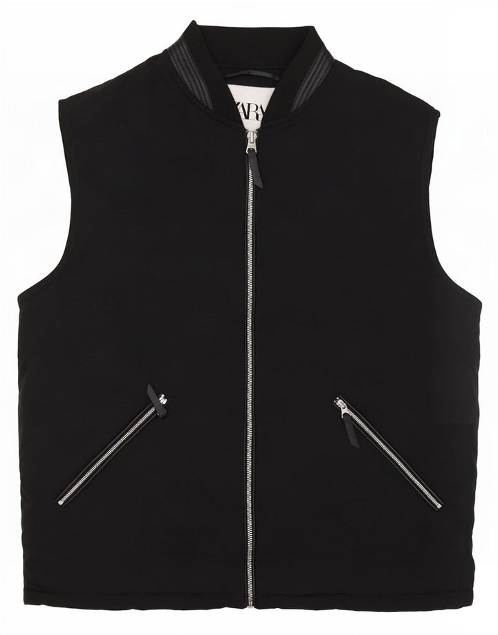 Gilet trapuntato da uomo Zara UK 40 grande poliestere nero