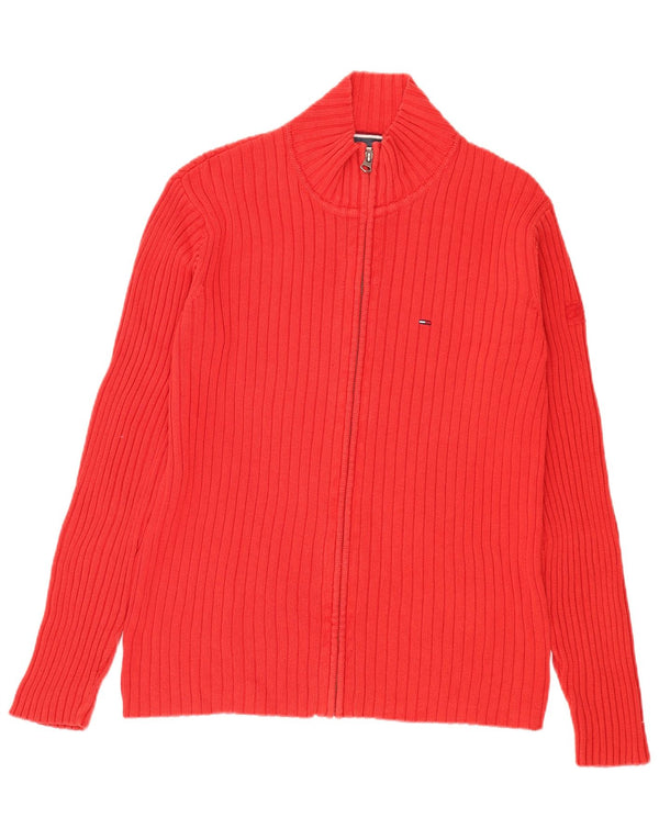 Maglione cardigan con zip intera da uomo Tommy Hilfiger XL in cotone rosso
