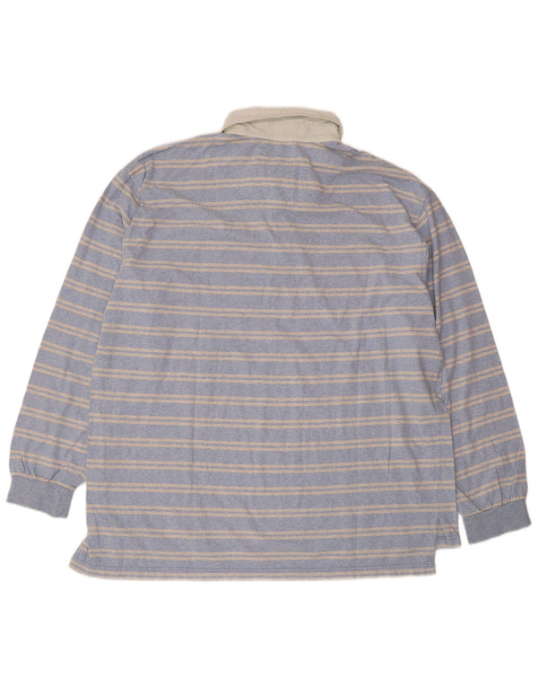 Polo da uomo a maniche lunghe Slam 2XL in cotone a righe blu