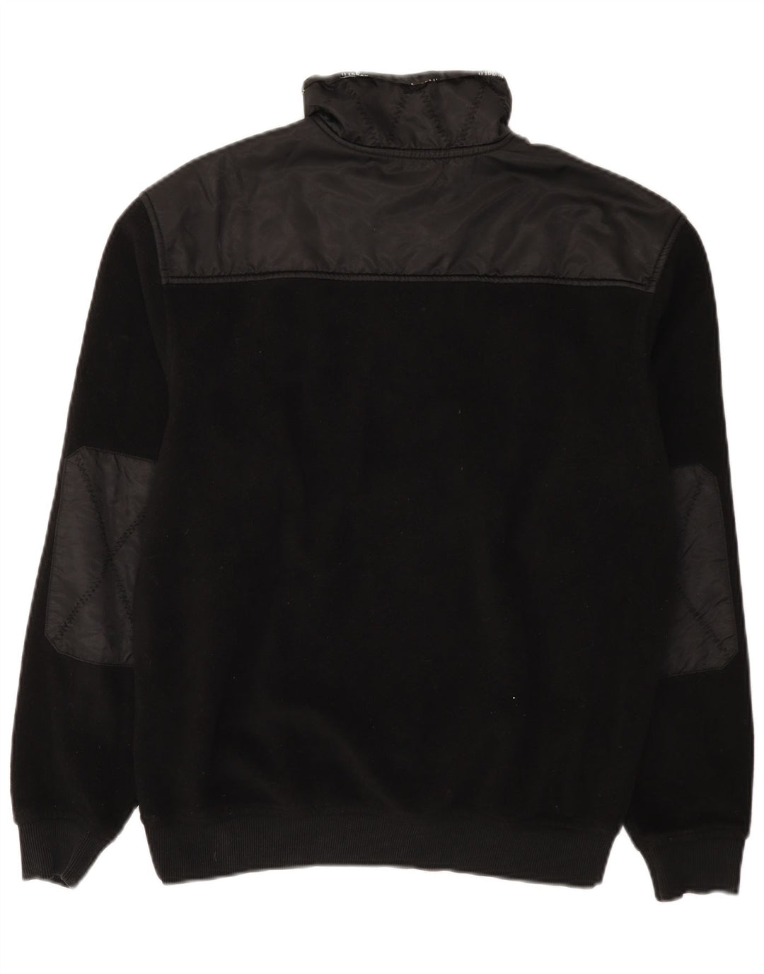 Bugatti Maglione in pile da uomo con zip e collo, grande, in poliestere nero