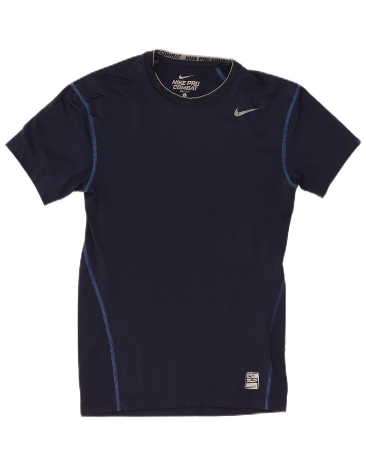 T-shirt Nike Pro Combat da uomo, grande, in poliestere blu navy