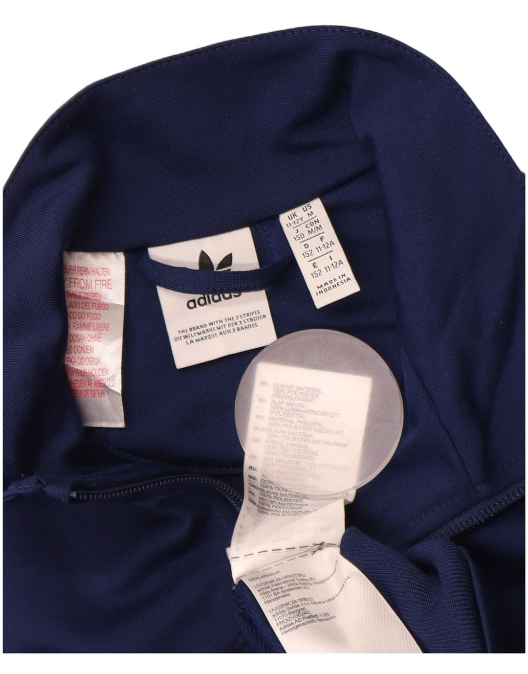 Giacca superiore della tuta da ragazzo ADIDAS 11-12 anni in poliestere blu navy