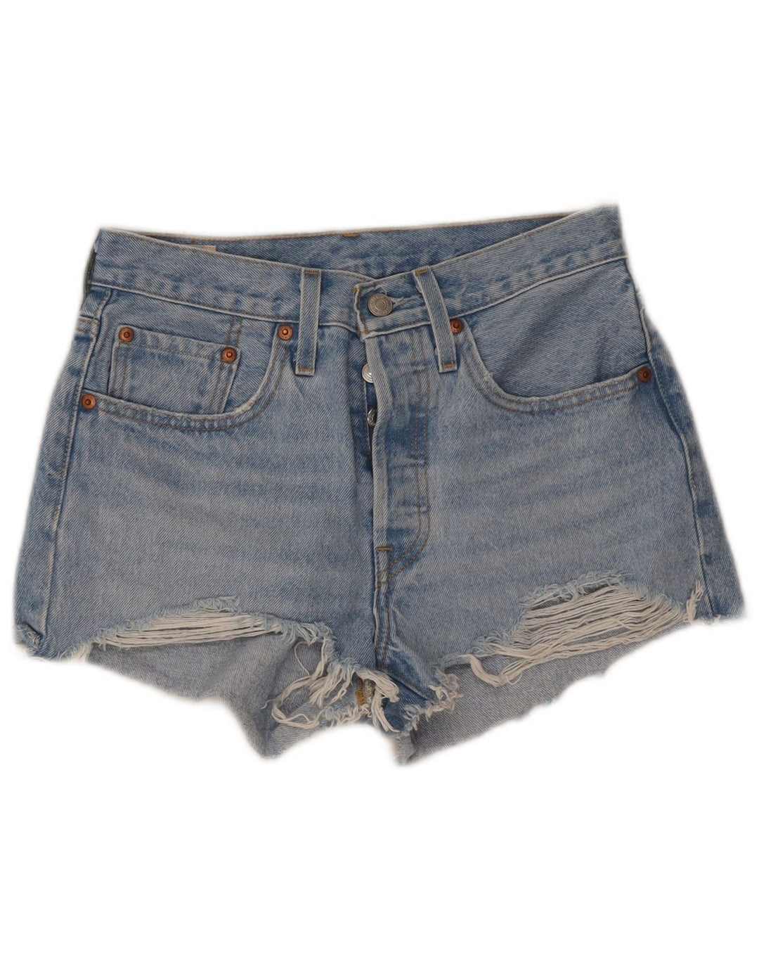 Pantaloncini Levi's da donna 501 in denim invecchiato W26 piccolo cotone blu