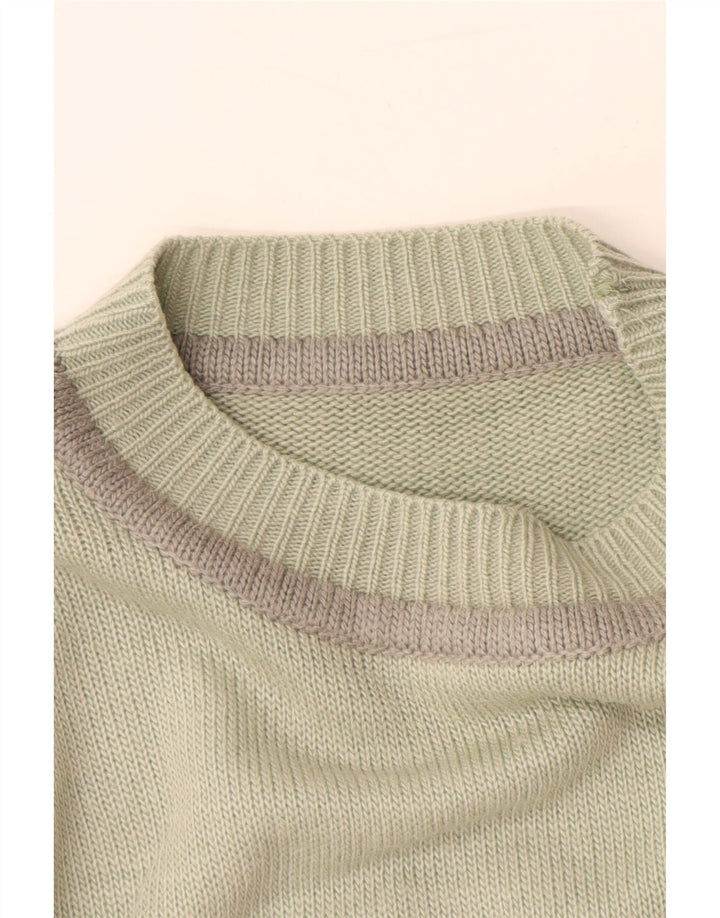 Maglione maglione collo alto da donna VINTAGE UK 16 grande stampa animale verde