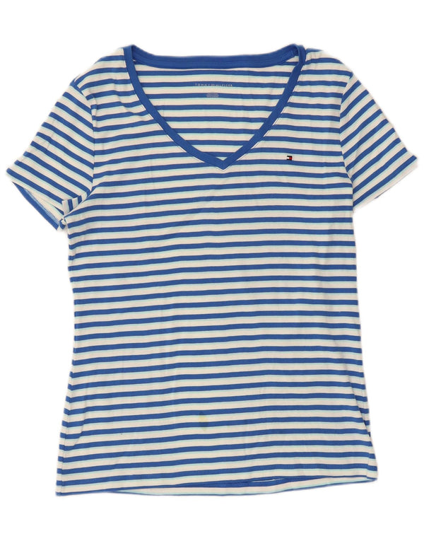 T-shirt da donna Tommy Hilfiger Top UK 14 cotone a righe grandi blu