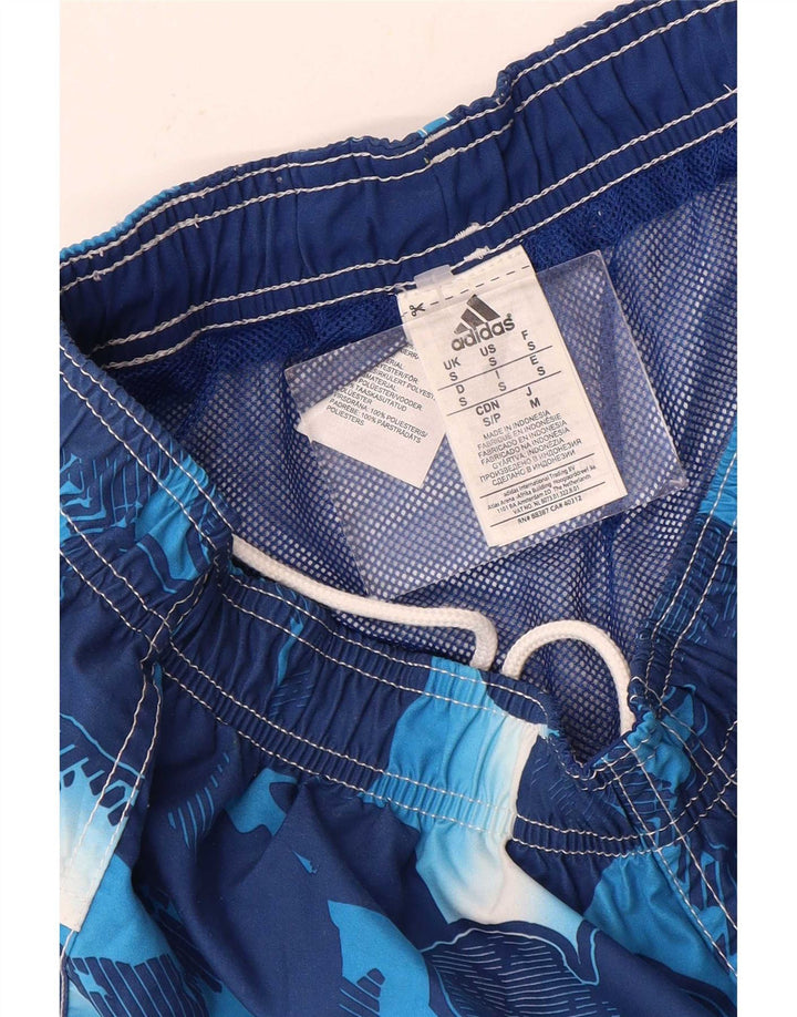 Pantaloncini da bagno da uomo Adidas piccoli in poliestere floreale blu