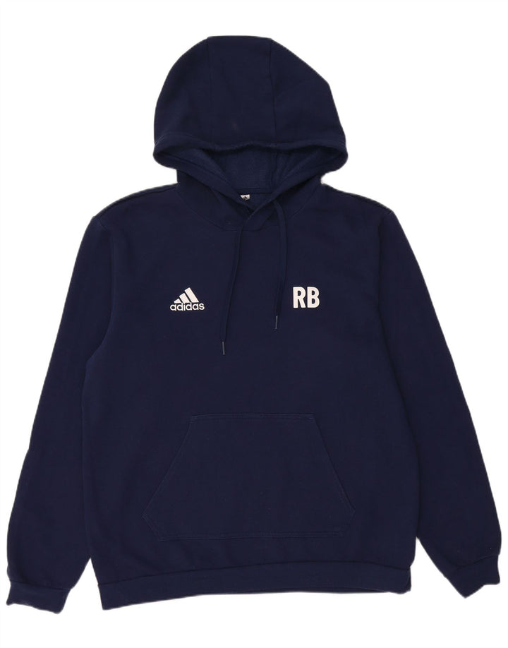 ADIDAS Mens Graphic Hoodie Jumper Medium Navy Blue