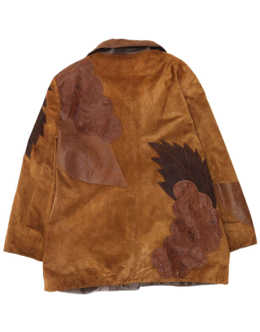 Giacca in pelle scamosciata da donna Centigrade UK 22 3XL Pelle floreale marrone