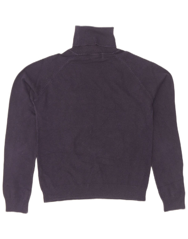 Maglione maglione a collo alto da donna Zara UK 14 grande cotone blu navy