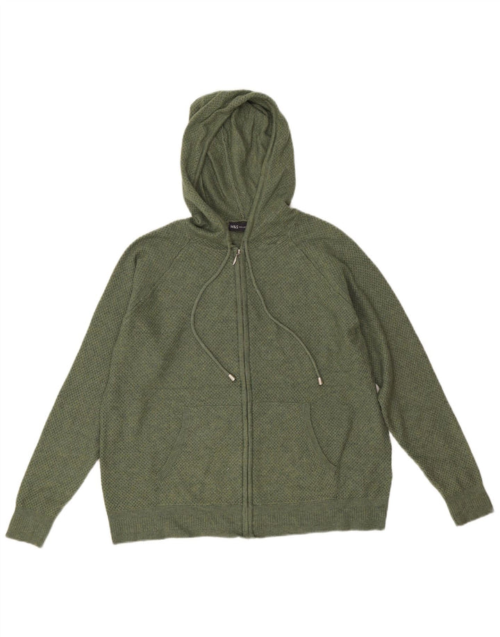 Maglione cardigan con cappuccio da donna Marks & Spencer UK 14 Poliestere verde medio