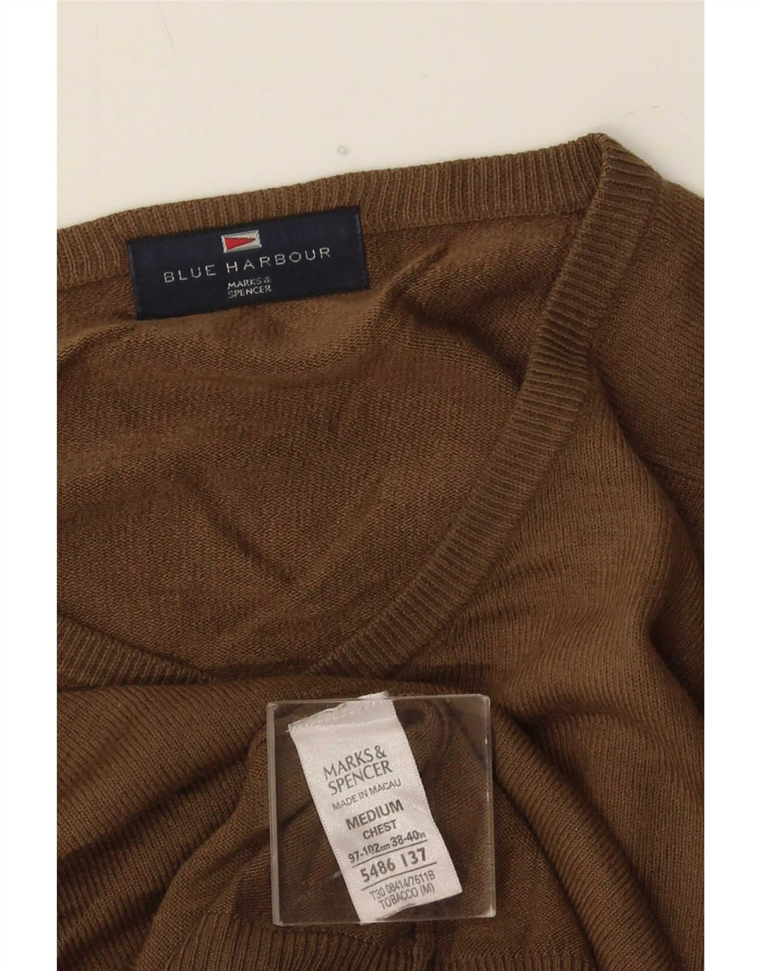 Maglione da uomo con scollo a V blu Harbour Marks & Spencer beige medio