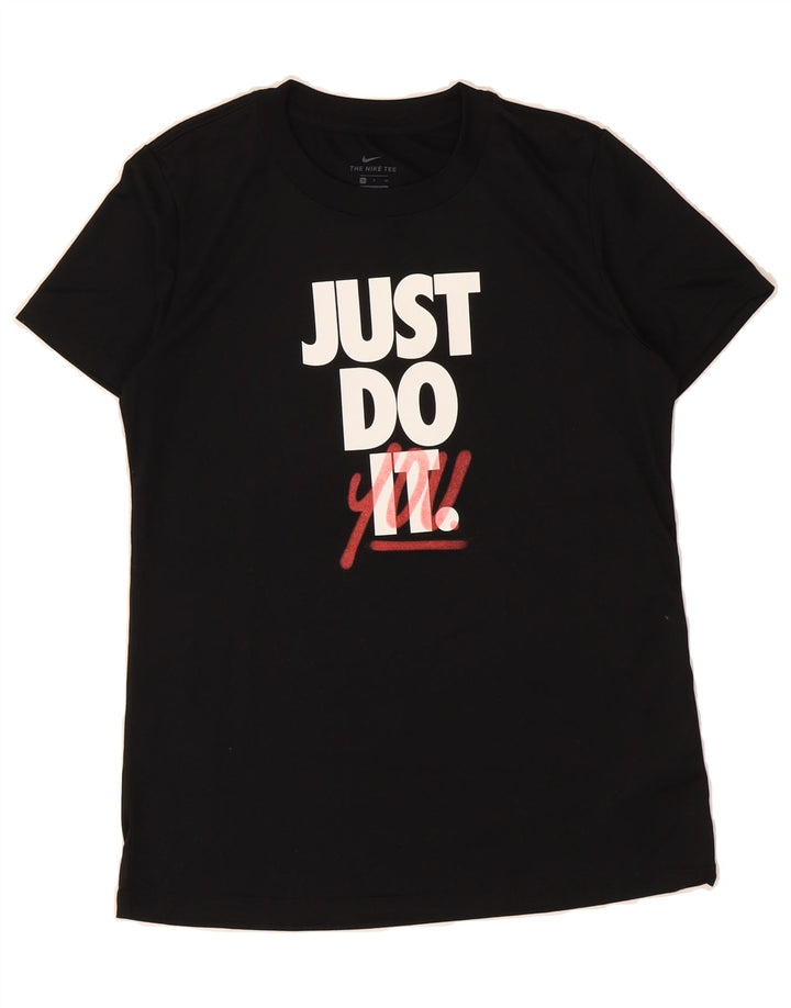 NIKE Womens Dri Fit Graphic T-Shirt Top UK 10 Small Black Polyester Vintage Nike and Second-Hand Nike from Messina Hembry 
