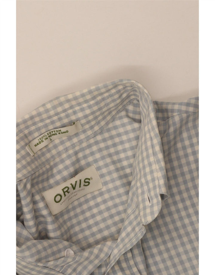 Camicia da uomo Orvis grande in cotone a quadretti blu