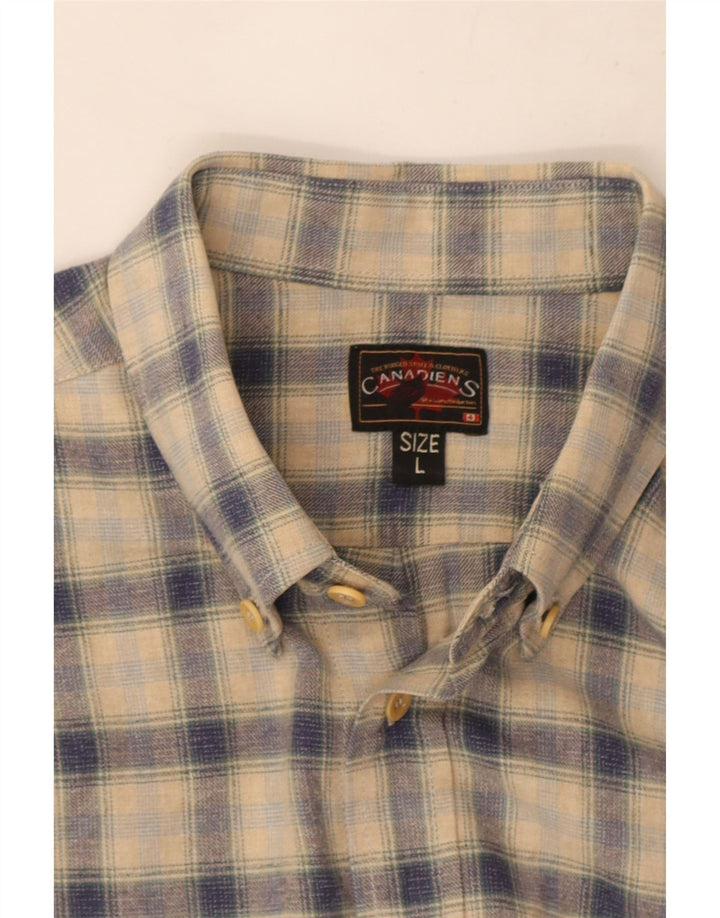Canadiens Camicia da uomo in flanella a quadri beige grande