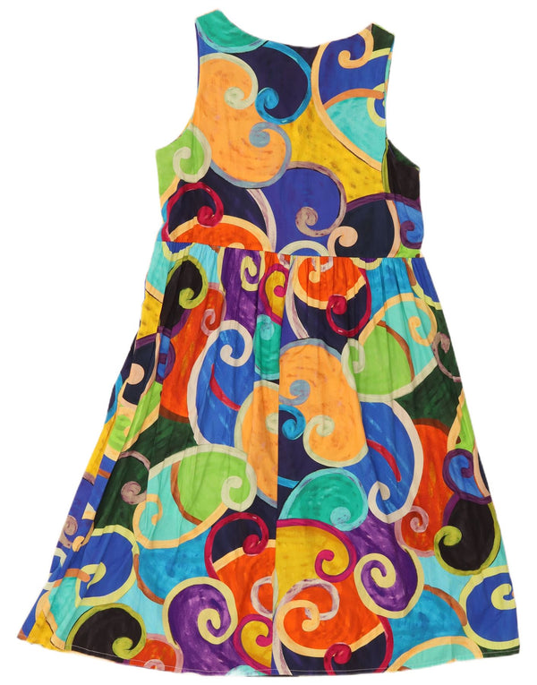 Abito vintage da donna senza maniche a trapezio UK 12 Paisley medio multicolore