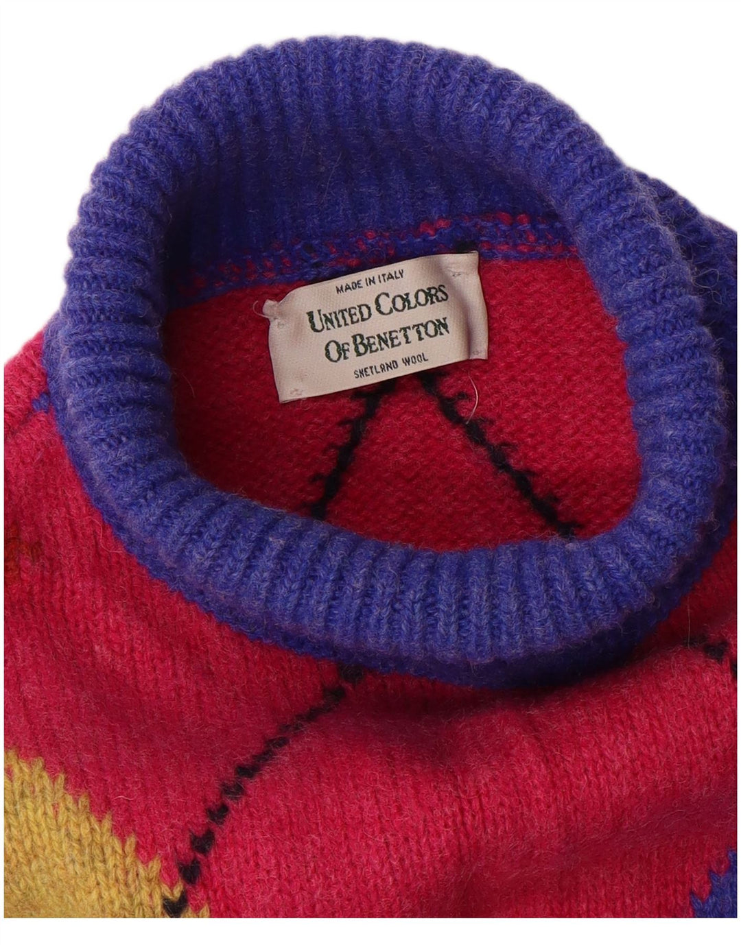 Maglione maglione a collo alto da donna Benetton UK 16 grande multicolore