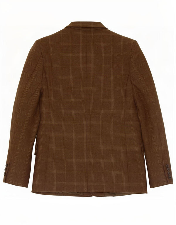 Giacca blazer a 3 bottoni da donna Elizabeth Ascot US 18 2XL lana scozzese kaki