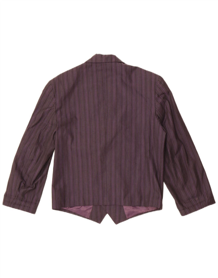 Giacca blazer doppiopetto vintage da donna UK 14 a righe viola medie