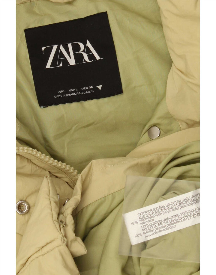 Giacca imbottita da donna Zara UK 16 grande nylon giallo