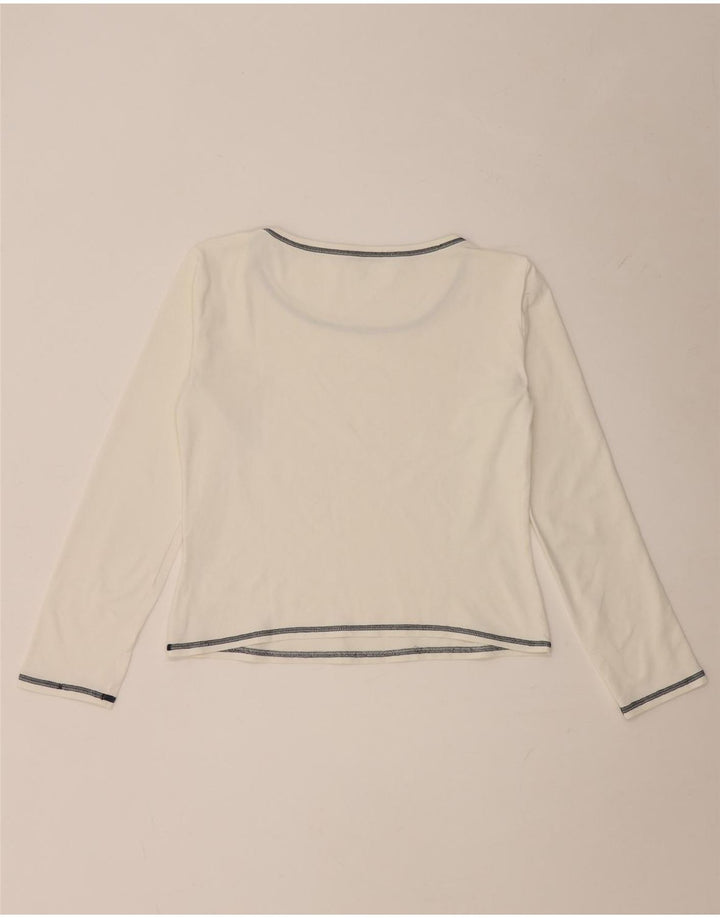 Top corto da donna i Blues a maniche lunghe UK 14 grande bianco