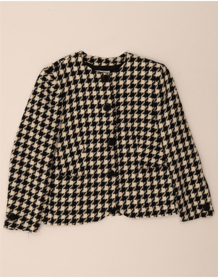 CARISMA Womens 4 Button Blazer Jacket IT 44 Medium Black Houndstooth Vintage Carisma and Second-Hand Carisma from Messina Hembry 