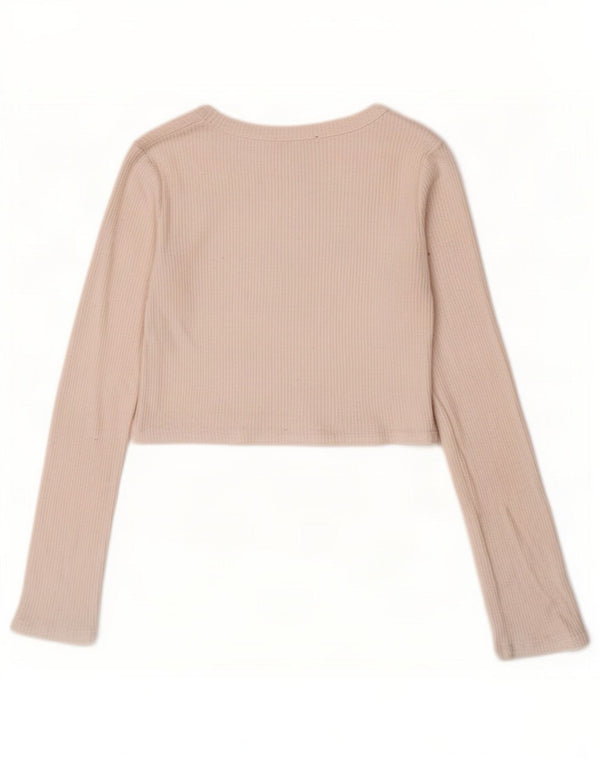 Top corto da donna Zara a maniche lunghe UK 8 piccolo in viscosa bianca